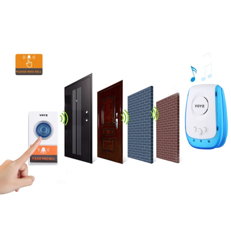 VOYE V009A Home Music Remote Control Wireless Doorbell with 38 Polyphony Sounds, US Plug, V009A VOYE V009A Home Music Remote Control Wireless Doorbell with 38 Polyphony Sounds, US Plug, V009A